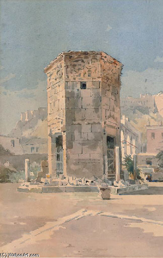 Wikioo.org - The Encyclopedia of Fine Arts - Painting, Artwork by Angelos Giallina - The Temple Of The Winds At Athens