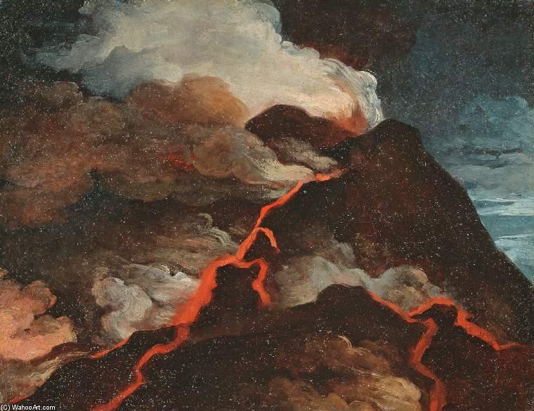 Wikioo.org - The Encyclopedia of Fine Arts - Painting, Artwork by Anicet Charles Gabriel Lemonnier - Vesuvius In Eruption