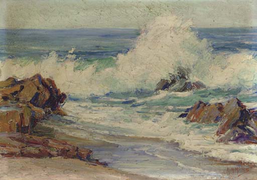 Wikioo.org – La Enciclopedia de las Bellas Artes - Pintura, Obras de arte de Anna Althea Hills - Dashing Waves, Laguna Beach
