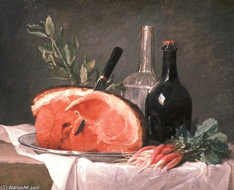 Wikioo.org - The Encyclopedia of Fine Arts - Painting, Artwork by Anne Vallayer Coster - Nature Morte Au Jambon