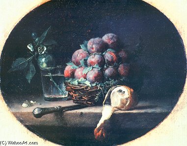 WikiOO.org - Enciclopedia of Fine Arts - Pictura, lucrări de artă Anne Vallayer Coster - Still Life With Plums And A Lemon