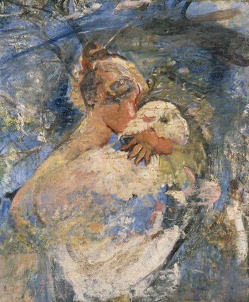 WikiOO.org - אנציקלופדיה לאמנויות יפות - ציור, יצירות אמנות Annie Louise Swynnerton - Girl With A Lamb