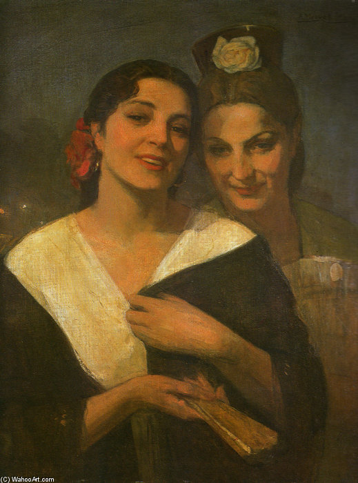 Wikioo.org - The Encyclopedia of Fine Arts - Painting, Artwork by Anselmo Miguel Nieto - Two Women