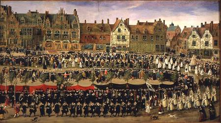 WikiOO.org - Encyclopedia of Fine Arts - Maleri, Artwork Anthonis Sallaert - Procession Of The Maids Of The Sablon In Brussels