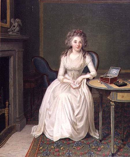 WikiOO.org - Енциклопедия за изящни изкуства - Живопис, Произведения на изкуството Antoine Vestier Avallon - Portrait Of A Lady
