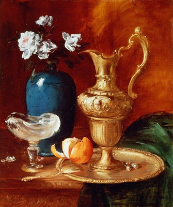 WikiOO.org - Encyclopedia of Fine Arts - Maleri, Artwork Antoine Vollon - Still Life Of A Gilt Ewer