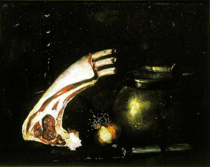 WikiOO.org - Encyclopedia of Fine Arts - Maleri, Artwork Antoine Vollon - Still Life With Cutlets