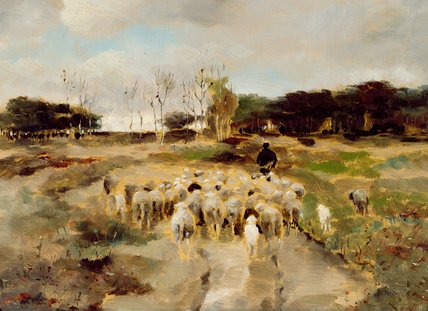 WikiOO.org - Encyclopedia of Fine Arts - Maleri, Artwork Anton Mauve - Sheep Flock