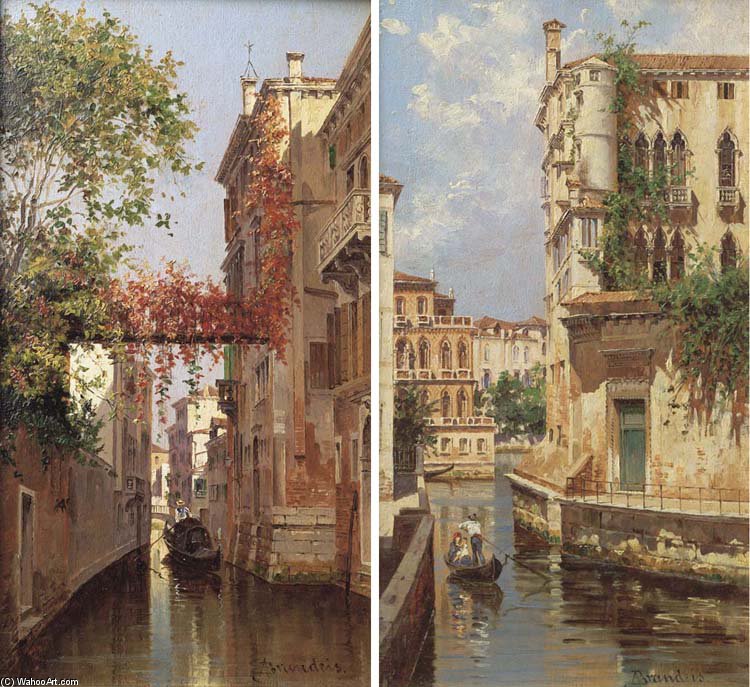 Wikioo.org - The Encyclopedia of Fine Arts - Painting, Artwork by Antonietta Brandeis - A View Of Palazzo Albrizzi, Venice; And A View Of Palazzo Contanini, Venice