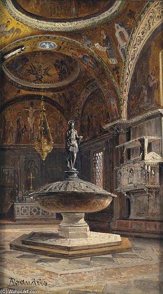 Wikioo.org - The Encyclopedia of Fine Arts - Painting, Artwork by Antonietta Brandeis - L Battistero Di S. Marco Venezia