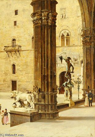 Wikioo.org - The Encyclopedia of Fine Arts - Painting, Artwork by Antonietta Brandeis - La Loggia Dei Lanzi, Florence