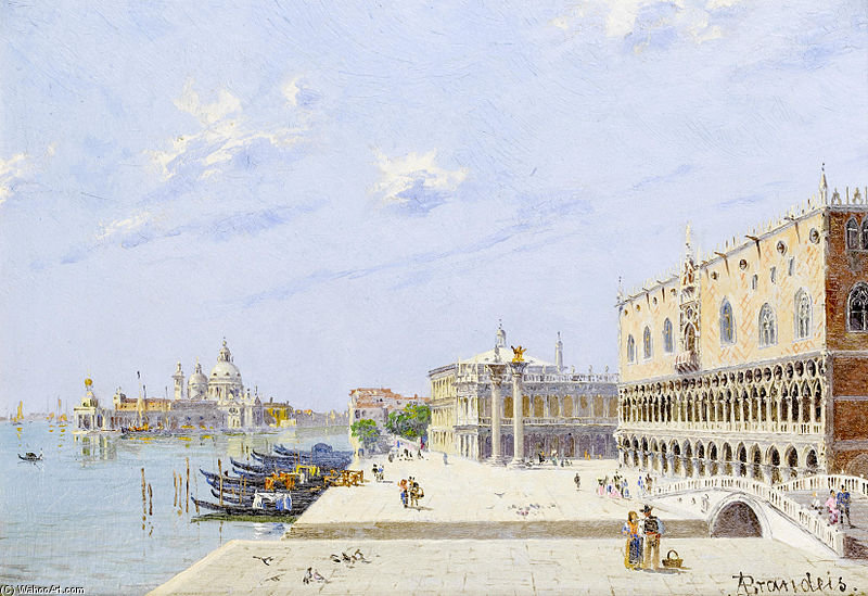 Wikioo.org - The Encyclopedia of Fine Arts - Painting, Artwork by Antonietta Brandeis - La Piazzetta; Palazzo Ducale, Venezia