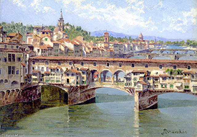 Wikioo.org - The Encyclopedia of Fine Arts - Painting, Artwork by Antonietta Brandeis - Ponte Vecchio Zu Florenz
