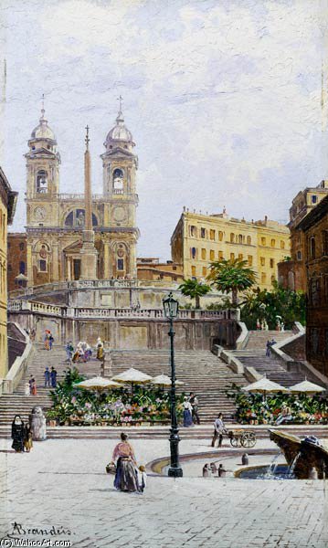 Wikioo.org - The Encyclopedia of Fine Arts - Painting, Artwork by Antonietta Brandeis - The Spanish Steps, Rome