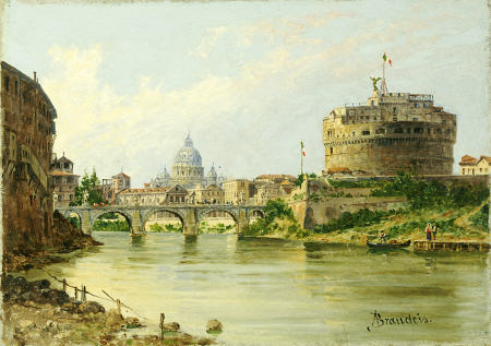Wikioo.org - The Encyclopedia of Fine Arts - Painting, Artwork by Antonietta Brandeis - The Tiber With The Castel Sant. Angelo