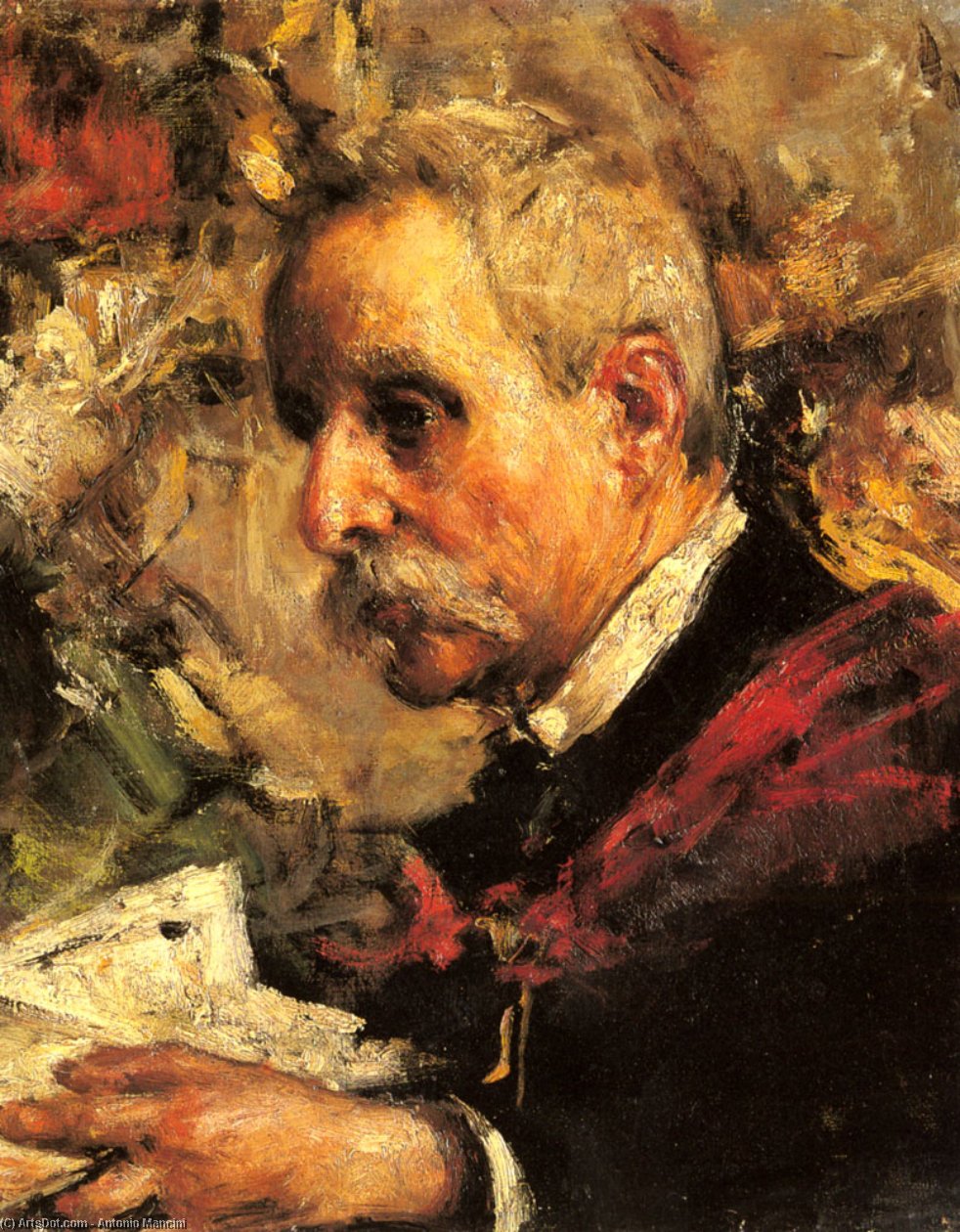 Wikioo.org - The Encyclopedia of Fine Arts - Painting, Artwork by Antonio Mancini - A Portrait Of The Artist's Father