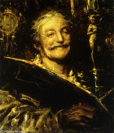 Wikioo.org - Encyklopedia Sztuk Pięknych - Malarstwo, Grafika Antonio Mancini - A Self Portrait