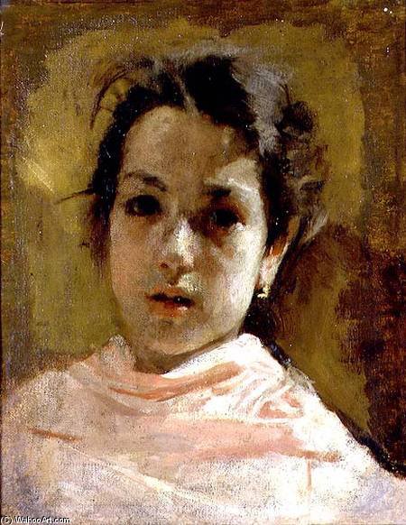 Wikioo.org - The Encyclopedia of Fine Arts - Painting, Artwork by Antonio Mancini - Portrait Of A Young Girl