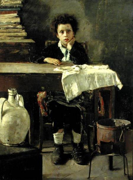 WikiOO.org - Енциклопедия за изящни изкуства - Живопис, Произведения на изкуството Antonio Mancini - The Little Schoolboy