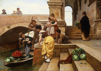 Wikioo.org – La Enciclopedia de las Bellas Artes - Pintura, Obras de arte de Antonio Paoletti - Los vendedores venecianos jóvenes