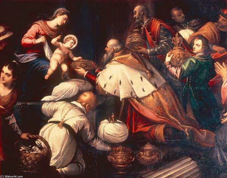 Wikioo.org - Bách khoa toàn thư về mỹ thuật - Vẽ tranh, Tác phẩm nghệ thuật Antonio Vassilacchi - Adoration Of The Kings