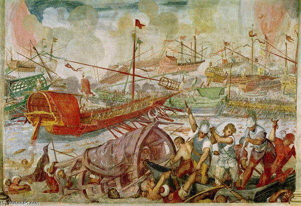 Wikioo.org - The Encyclopedia of Fine Arts - Painting, Artwork by Antonio Vassilacchi - The Battle Of Lepanto