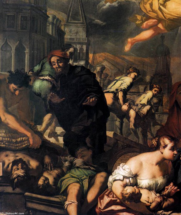 Wikioo.org – L'Enciclopedia delle Belle Arti - Pittura, Opere di Antonio Zanchi - La Vergine appare ai appestati