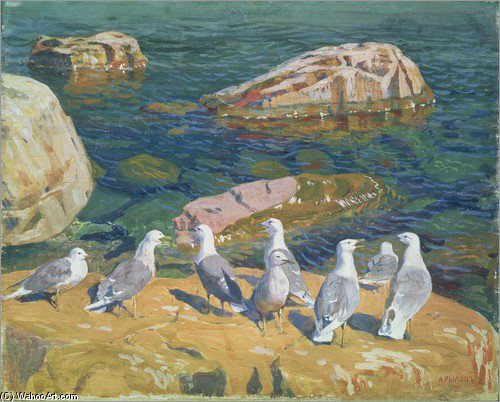 WikiOO.org - Enciclopédia das Belas Artes - Pintura, Arte por Arkady Rylov - Seagulls