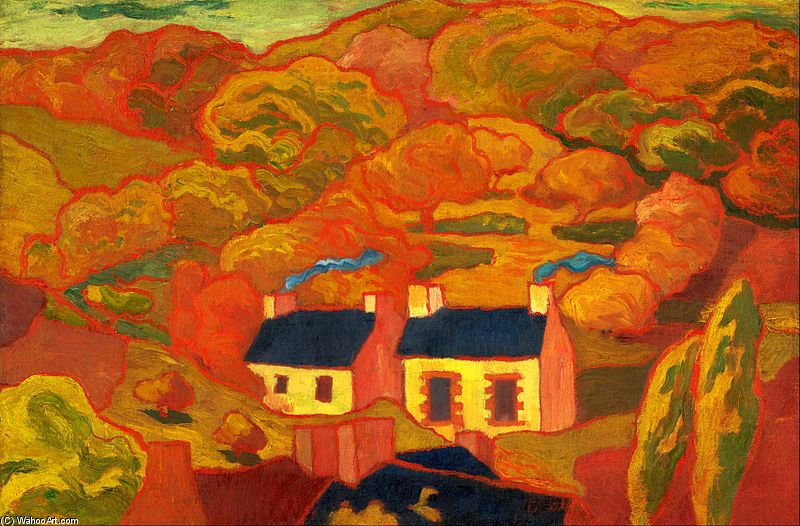 WikiOO.org - אנציקלופדיה לאמנויות יפות - ציור, יצירות אמנות Armand Seguin - Two Thatched Cottages