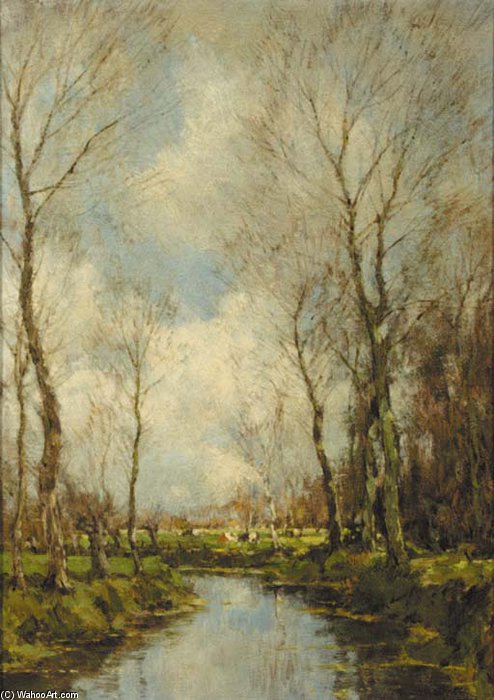 Wikioo.org - The Encyclopedia of Fine Arts - Painting, Artwork by Arnold Marc Gorter - A Brook In A Forest