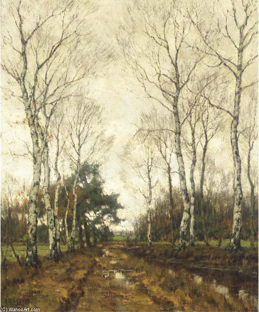 Wikioo.org - The Encyclopedia of Fine Arts - Painting, Artwork by Arnold Marc Gorter - Birches In Autumn