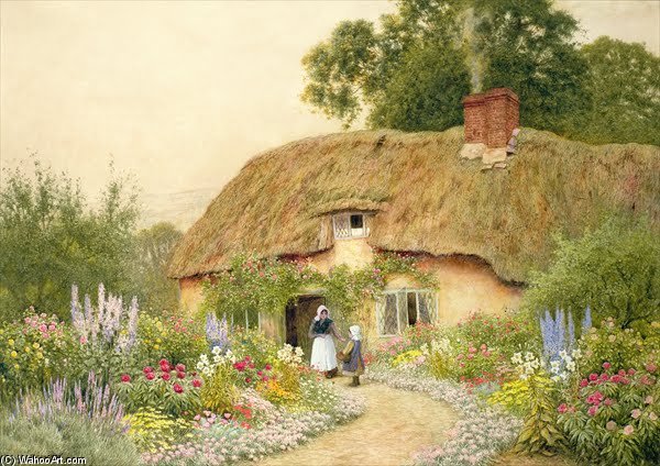 WikiOO.org - Enciclopédia das Belas Artes - Pintura, Arte por Arthur Claude Strachan - A Devone Cottage