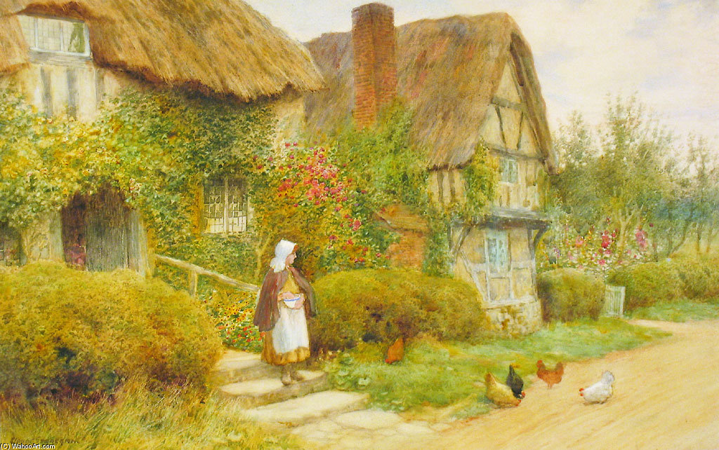 Wikioo.org - The Encyclopedia of Fine Arts - Painting, Artwork by Arthur Claude Strachan - Cottage Scene