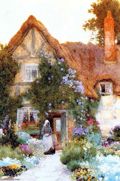 WikiOO.org - אנציקלופדיה לאמנויות יפות - ציור, יצירות אמנות Arthur Claude Strachan - Outside The Cottage