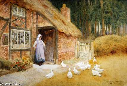 Wikioo.org – L'Encyclopédie des Beaux Arts - Peinture, Oeuvre de Arthur Claude Strachan - The Girl Goose