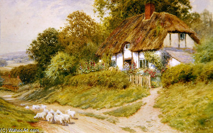 Wikioo.org - The Encyclopedia of Fine Arts - Painting, Artwork by Arthur Claude Strachan - Watching The Sheep