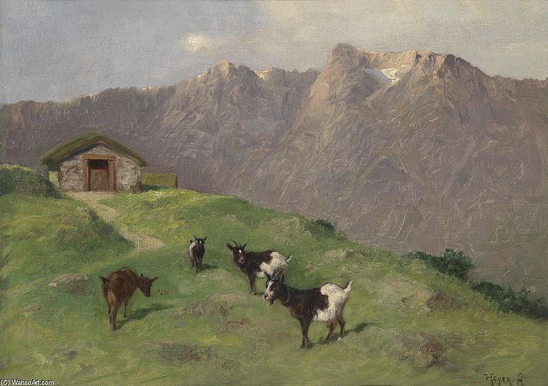 WikiOO.org - אנציקלופדיה לאמנויות יפות - ציור, יצירות אמנות Arthur Heyer - Mountain Goats