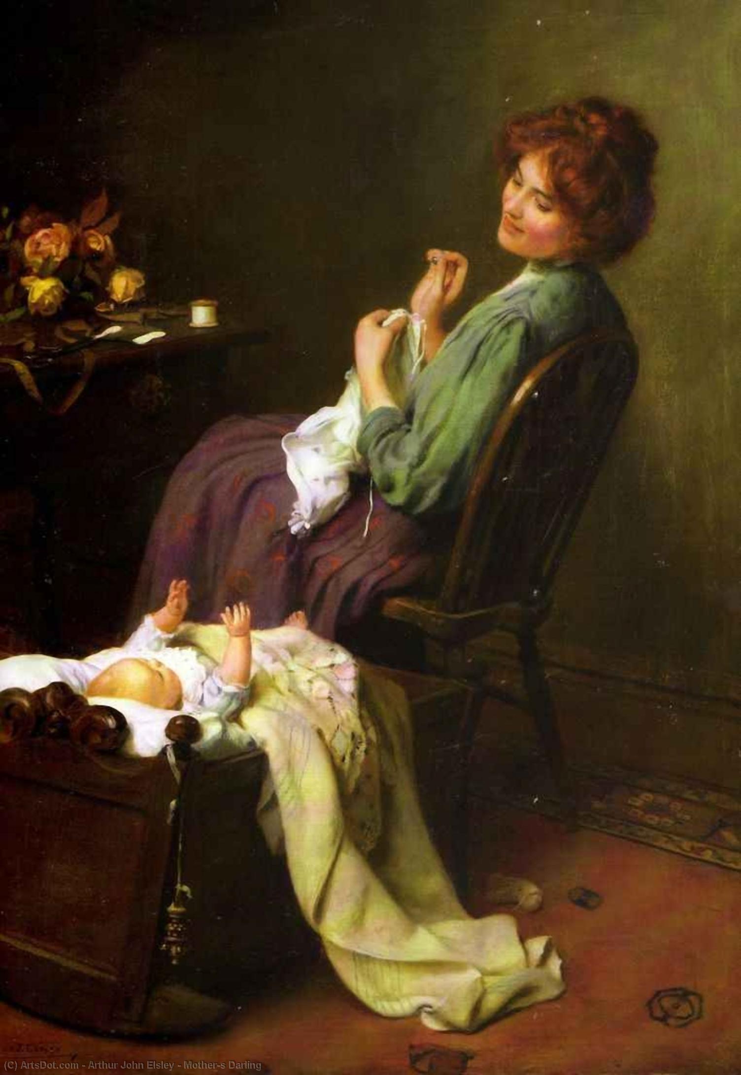 WikiOO.org - Encyclopedia of Fine Arts - Maleri, Artwork Arthur John Elsley - Mother's Darling