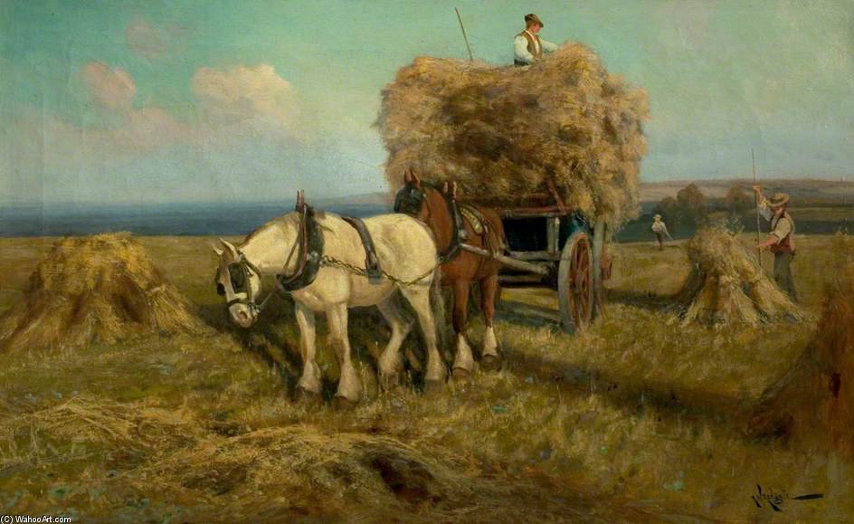 Wikioo.org - Bách khoa toàn thư về mỹ thuật - Vẽ tranh, Tác phẩm nghệ thuật Arthur Walker Redgate - Loading The Harvest Wagon