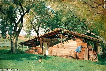 Wikioo.org - The Encyclopedia of Fine Arts - Painting, Artwork by Ascan Lutteroth - A Hut At Chiemsee
