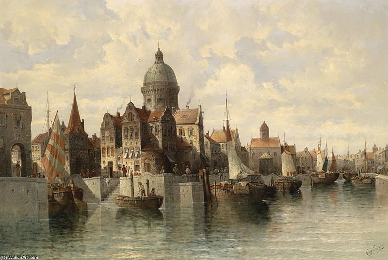 Wikioo.org - The Encyclopedia of Fine Arts - Painting, Artwork by August Von Siegen - Blick Auf Amsterdam