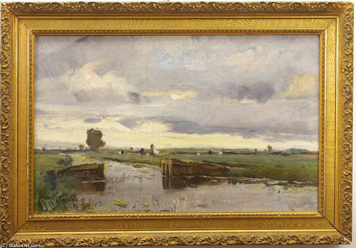 Wikioo.org – L'Enciclopedia delle Belle Arti - Pittura, Opere di August Willem Van Voorden - Paesaggio A Kortenhoef