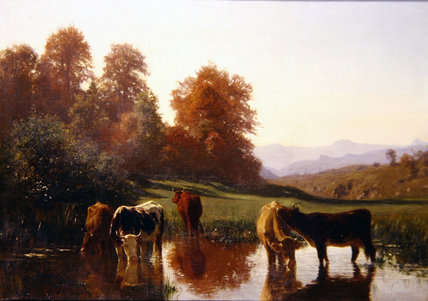 Wikioo.org - The Encyclopedia of Fine Arts - Painting, Artwork by Auguste François Bonheur - Cattle Watering
