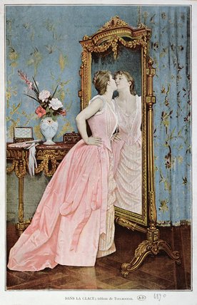 WikiOO.org - Encyclopedia of Fine Arts - Maleri, Artwork Auguste Toulmouche - In The Mirror