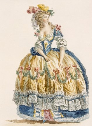 Wikioo.org - The Encyclopedia of Fine Arts - Painting, Artwork by Augustin De Saint Aubin - Lady's Elaborate Ball Gown, Engraved By Dupin, From