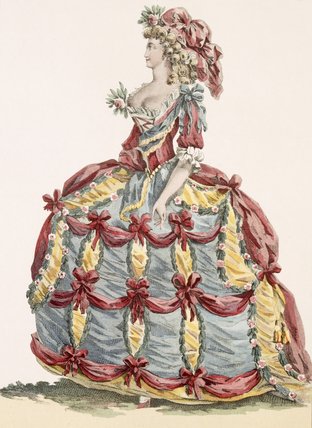 Wikioo.org – L'Encyclopédie des Beaux Arts - Peinture, Oeuvre de Augustin De Saint Aubin - Robe de Lady Pour «cour A L eiquette , Gravure