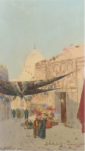 WikiOO.org - Енциклопедія образотворчого мистецтва - Живопис, Картини
 Augustus Osborne Lamplough - Entrance To A Mosque, Cairo
