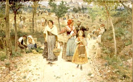 Wikioo.org - The Encyclopedia of Fine Arts - Painting, Artwork by Aurelio Tiratelli - Returning From The Village Fete