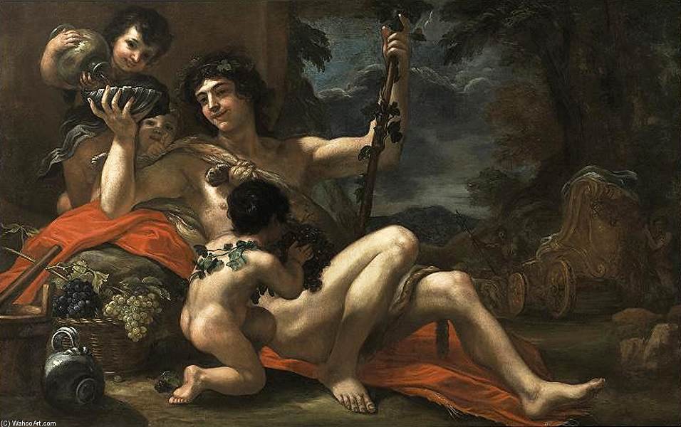 Wikioo.org - The Encyclopedia of Fine Arts - Painting, Artwork by Baldassarre Franceschini - Bacchus With Attendant Putti