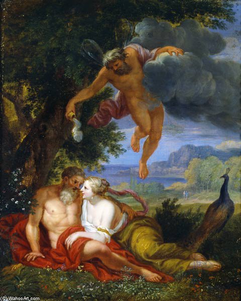 Wikioo.org – L'Encyclopédie des Beaux Arts - Peinture, Oeuvre de Balthasar Beschey - Hypnos Envoi jupiter et junon dormir
